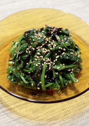 ごま油が合う◎ほうれん草の塩昆布和え-レシピのメイン写真
