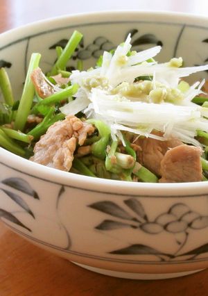 豚こま切れ肉とセリのわさび醤油和え-レシピのメイン写真