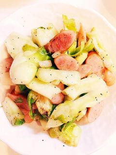 つぼみ菜とソーセージのかんたん炒め-レシピのメイン写真