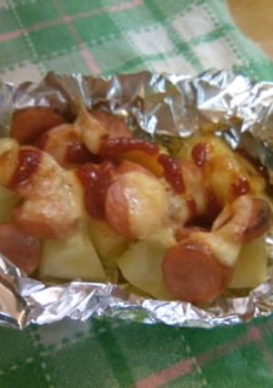 簡単！ポテトとウインナーのトースター焼き-レシピのメイン写真