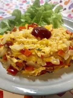 オムライス➕野菜た〜ぷり半熟玉子焼きのせ-レシピのメイン写真