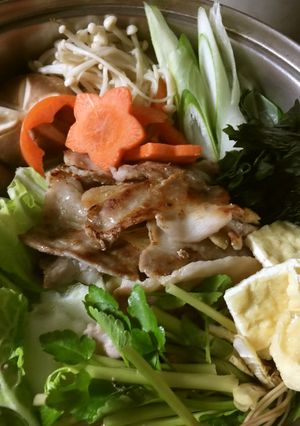 焼き豚ばら肉と野菜たっぷり香味鍋-レシピのメイン写真