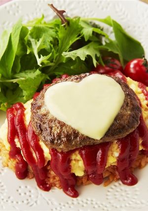 ハートのハンバーグオムライス-レシピのメイン写真