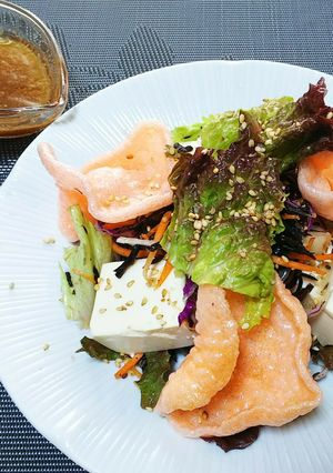 豆腐の和風サラダ海老煎餅のせ-レシピのメイン写真