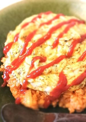 卵2コでもふわとろ！バジル香るオムライス-レシピのメイン写真