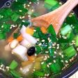 鯖と雑穀と根菜のスープ