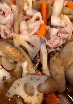 豚バラ肉と根菜の煮物-レシピのメイン写真