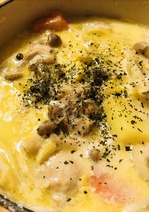 鶏肉ときのこ１パックのクリームシチュー-レシピのメイン写真