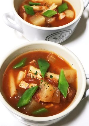 時短♡コロコロ大根と金時豆のトマトスープ-レシピのメイン写真