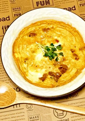 ラーメンの残り汁で☆辛味噌納豆の茶碗蒸し-レシピのメイン写真