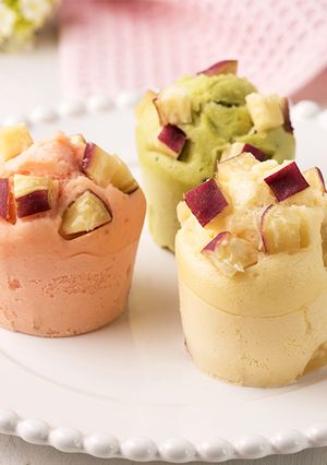 糀甘酒とさつまいもの3色蒸しパン-レシピのメイン写真