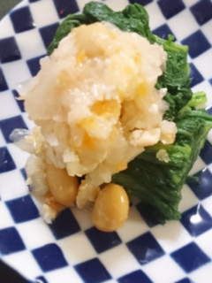062 春菊のしもつかれ和え-レシピのメイン写真