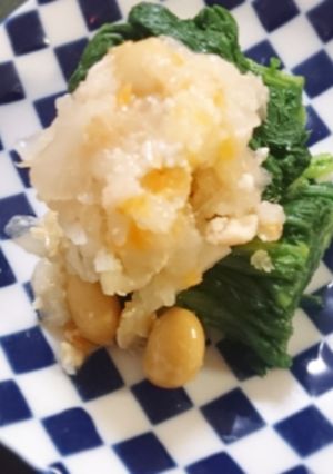 062　春菊のしもつかれ和え-レシピのメイン写真
