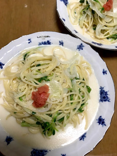 豆苗と明太子のクリームスープパスタ♪-レシピのメイン写真