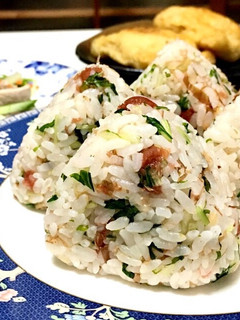 おかか梅と水菜のおにぎり-レシピのメイン写真