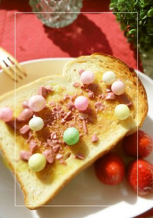 ルビーチョコ×おいりの甘塩トースト-レシピのメイン写真