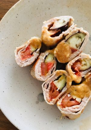 チーズが香る♡茄子とトマトの豚巻き-レシピのメイン写真