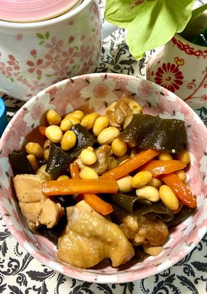 豆活♪大豆・鶏肉・昆布・にんじんの煮物-レシピのメイン写真