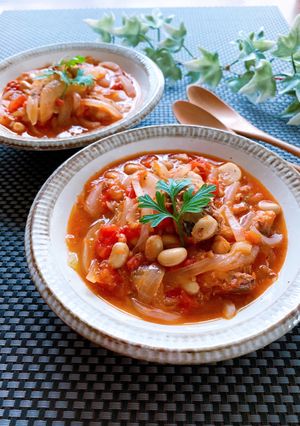 鯖水煮缶と大豆缶の簡単★トマト煮込み-レシピのメイン写真