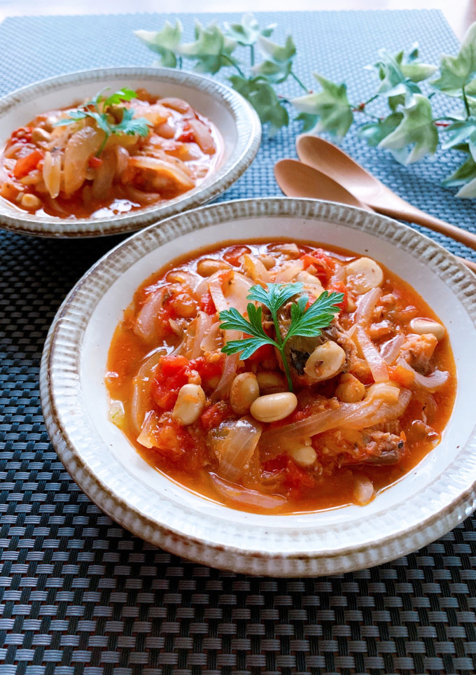 鯖水煮缶と大豆缶の簡単★トマト煮込み-レシピのメイン写真