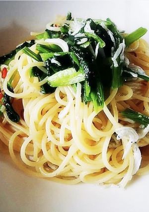 青菜としらすのペペロンチーノ-レシピのメイン写真