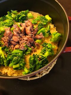 ホタルイカと菜の花と生姜の炊き込みご飯-レシピのメイン写真