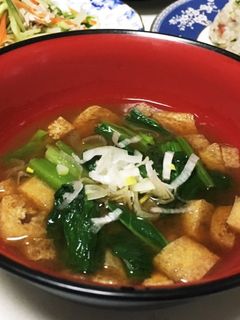 小松菜と油揚げのお味噌汁-レシピのメイン写真