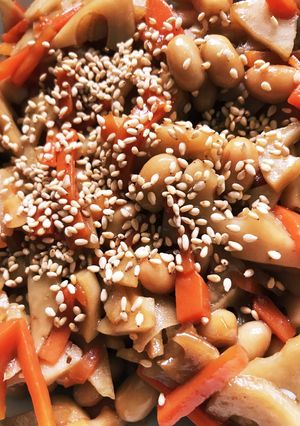 【冷凍・自解可】蓮根と人参と豆のきんぴら-レシピのメイン写真