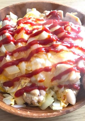 フライパン1つで簡単、親子オム丼-レシピのメイン写真