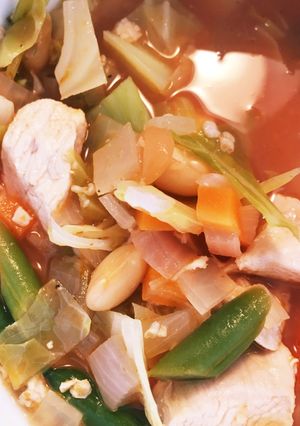 野菜とお豆の簡単スープ!おひとりランチ-レシピのメイン写真