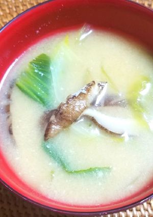 チンゲン菜と椎茸の味噌汁-レシピのメイン写真