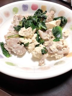 小松菜と豆腐と豚ロース炒め-レシピのメイン写真