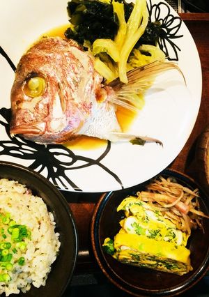 鯛兜定食 炊き込みご飯とわかめ蒸し-レシピのメイン写真
