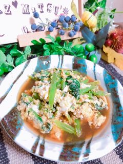 残った春菊の茎で卵とじ♬-レシピのメイン写真