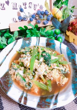 残った春菊の茎で卵とじ♬-レシピのメイン写真