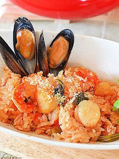 トマトつゆでパエリア風炊き込みご飯♪-レシピのメイン写真