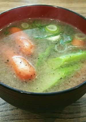 簡単♡アスパラとウインナーの味噌汁♡-レシピのメイン写真