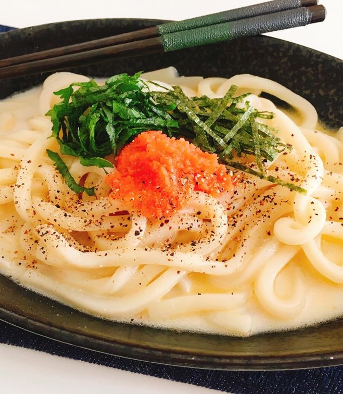 牛乳で簡単！明太子カルボナーラ風うどん-レシピのメイン写真
