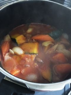 簡単 かぼちゃと金時豆のトマト煮込み-レシピのメイン写真