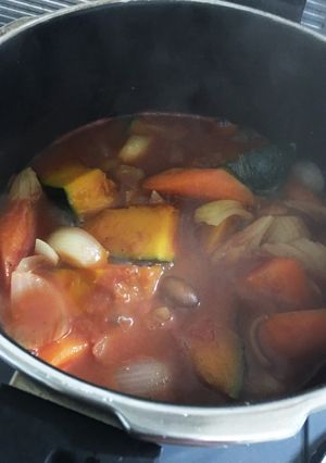 簡単 かぼちゃと金時豆のトマト煮込み-レシピのメイン写真