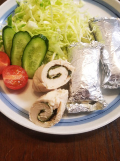 鶏ささ身チーズくるくるホイル焼き-レシピのメイン写真