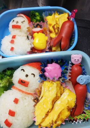 ほんわかキャラ弁スノーマン弁当-レシピのメイン写真