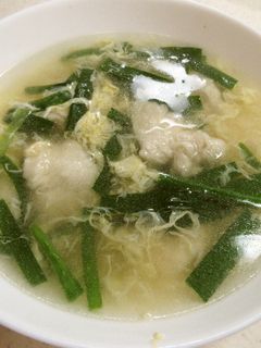 鶏むね肉とニラの玉子スープ-レシピのメイン写真