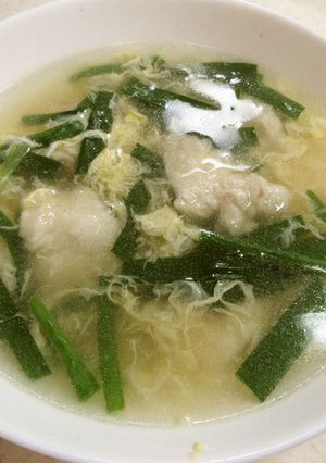 鶏むね肉とニラの玉子スープ-レシピのメイン写真