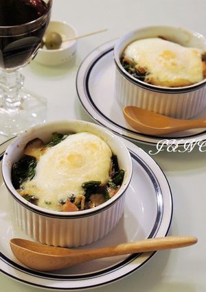 ほうれん草とハムのココット-レシピのメイン写真