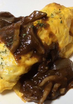 残り物de手抜きオムハヤシ-レシピのメイン写真