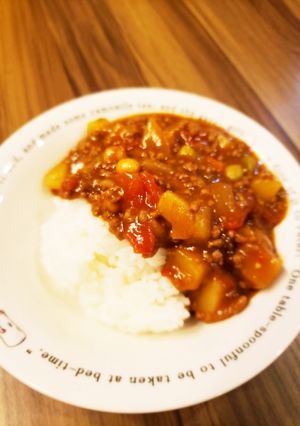 満腹！ミンチと大豆とトマトのカレーライス-レシピのメイン写真