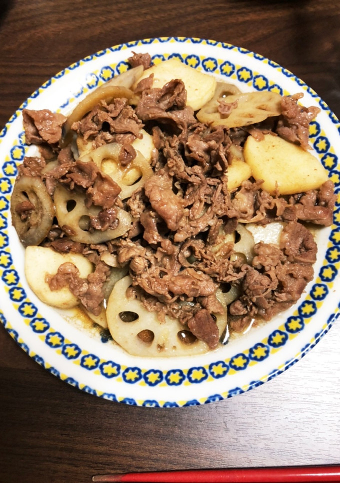 すき焼きのタレで簡単！お肉と根菜！-レシピのメイン写真