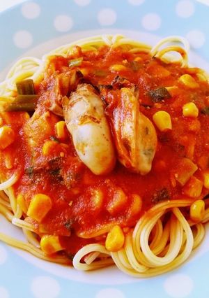 8分で完成！牡蠣とトマトの和風パスタ♪-レシピのメイン写真
