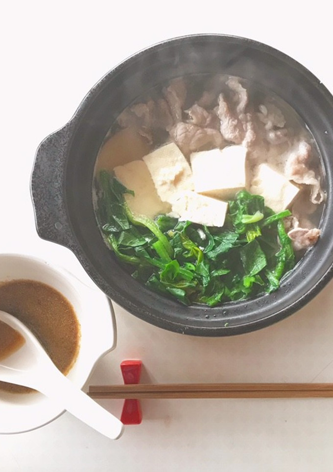 ほうれん草 豚肉 豆腐 で 常夜鍋-レシピのメイン写真